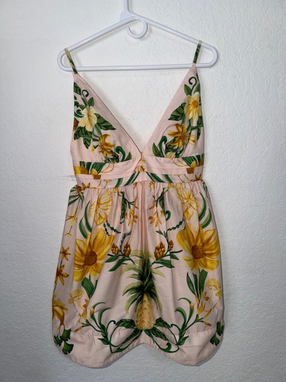 FARM Rio Pink Mini Dress with Yellow & Green Floral Print